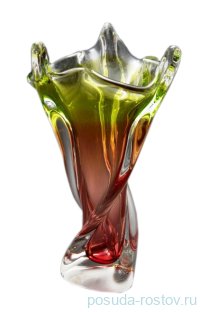 Ваза для цветов 28 см &quot;Прозрачно-Розово-Зелёная&quot; / 029480