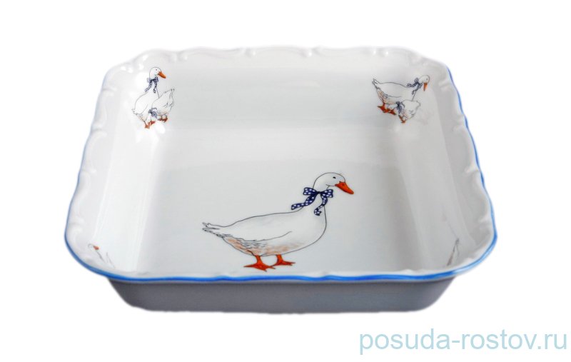 Салатник 16 см квадратный  Bohemia Porcelan Moritz Zdekauer 1810 s.r.o. "Офелия /Гуси" / 057850