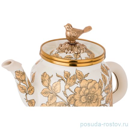 Чайник 1 л эмалированный белый &quot;agness /золотые цветы&quot; / 196409