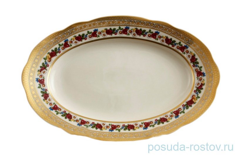 Блюдо 32 см овальное  Bohemia Porcelan Moritz Zdekauer 1810 s.r.o. "Анжелика /Цветочный венок /СК" / 090444