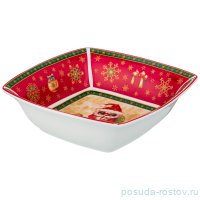 Салатник 15,5 х 15,5 х 5 см квадратный красный &quot;новогодняя сказка /совы&quot; / 225170