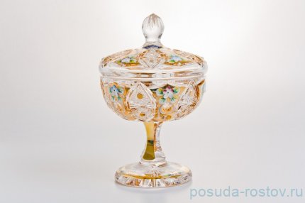 Ваза для конфет 15,5 см с крышкой н/н &quot;Хрусталь с золотом&quot; / 043947