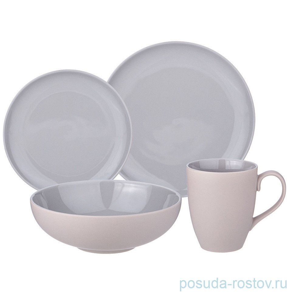 Набор посуды на 4 персоны 16 предметов серый "trendy" / 338927 Набор посуды на 4 персоны 16 предметов серый "trendy" / 338927