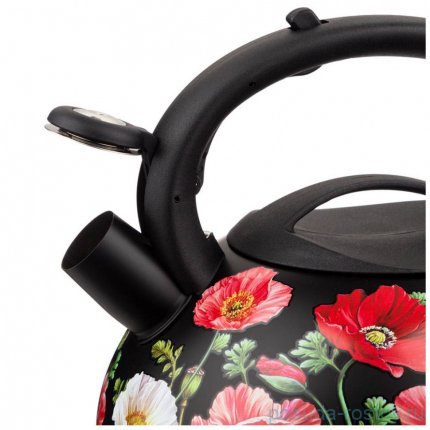 Чайник 3 л со свистком чёрный &quot;Маки&quot; / 279466