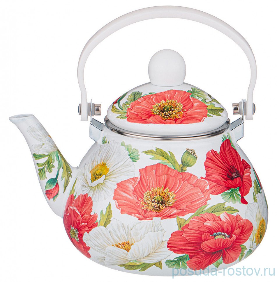 Чайник 1,3 л эмалированный с фильтром "маки" / 290486 Чайник 1,3 л эмалированный с фильтром "маки" / 290486