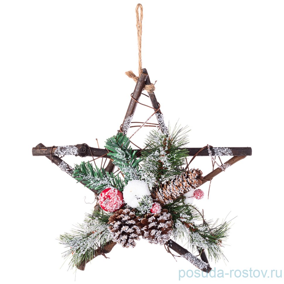 Декоративное изделие 30 см "Звезда с шишками и ягодами" / 262765