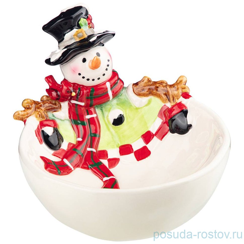 Блюдо 18 см круглое "Снеговик" / 273478