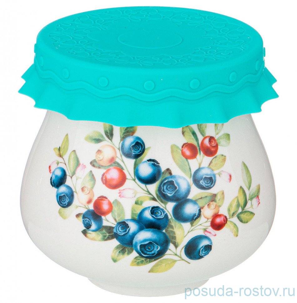 Банка для меда/варенья 300 мл с силиконовой крышкой "Голубика" / 214266