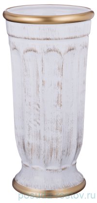 Ваза для цветов 28 см белая &quot;элеганс /отводка золото&quot; / 193621