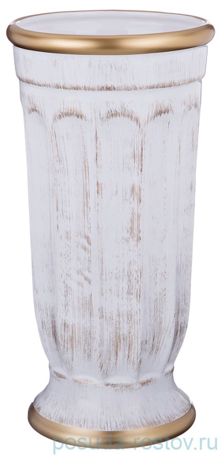 Ваза для цветов 28 см белая &quot;элеганс /отводка золото&quot; / 193621