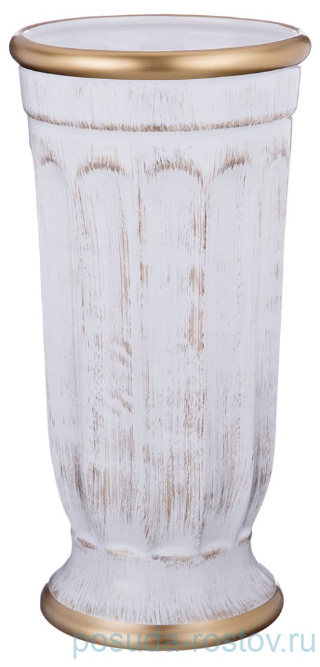 Ваза для цветов 28 см белая "элеганс /отводка золото" / 193621