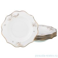 Набор тарелок 21,5 см 6 шт глубокие белые &quot;цветочки /золото&quot; / 186265
