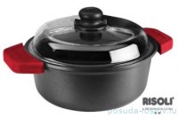 Кастрюля 28 см со стеклянной крышкой литая &quot;Risoli /Soft Safety Cooking&quot; / 154931
