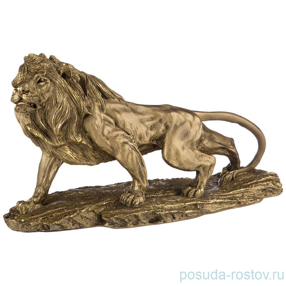 Фигурка 48 х 26 см "лев на камне" /бронза с позолотой / 273617