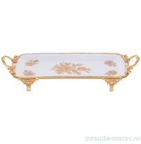 Блюдо 24,5 х 17,5 см прямоугольное н/н с ручками &quot;Роза&quot; / 333581