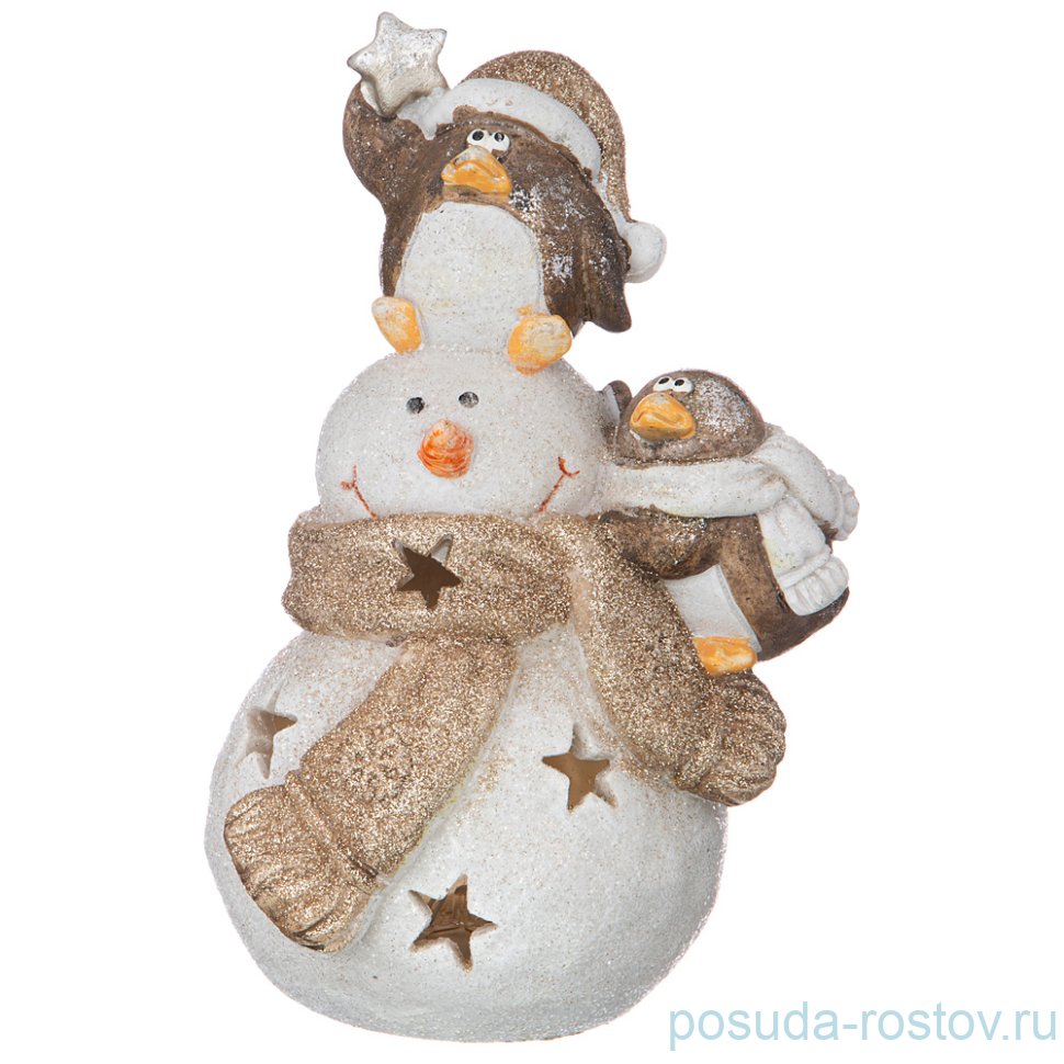 Фигурка 14 х 11 х 21 см "Пингвины со снеговиком" / 225534