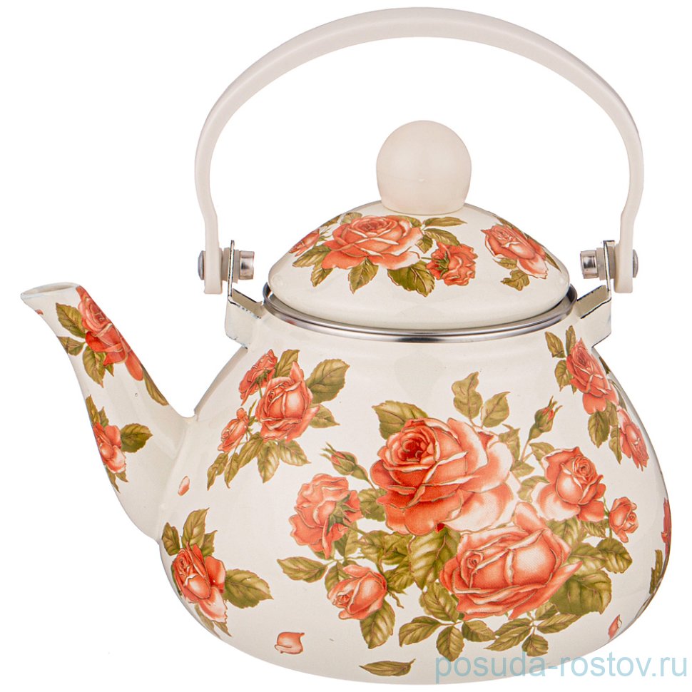 Заварочный чайник 1,3 л эмалированный с фильтром "Корейская роза" / 254567 Заварочный чайник 1,3 л эмалированный с фильтром "Корейская роза" / 254567