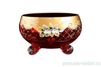 Конфетница 16 см на 3-х ножках красная &quot;Лепка сеточка&quot; / 096870
