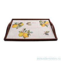 Поднос 48 х 33 см прямоугольный &quot;Artigianato ceramico /Лимоны&quot; / 156801