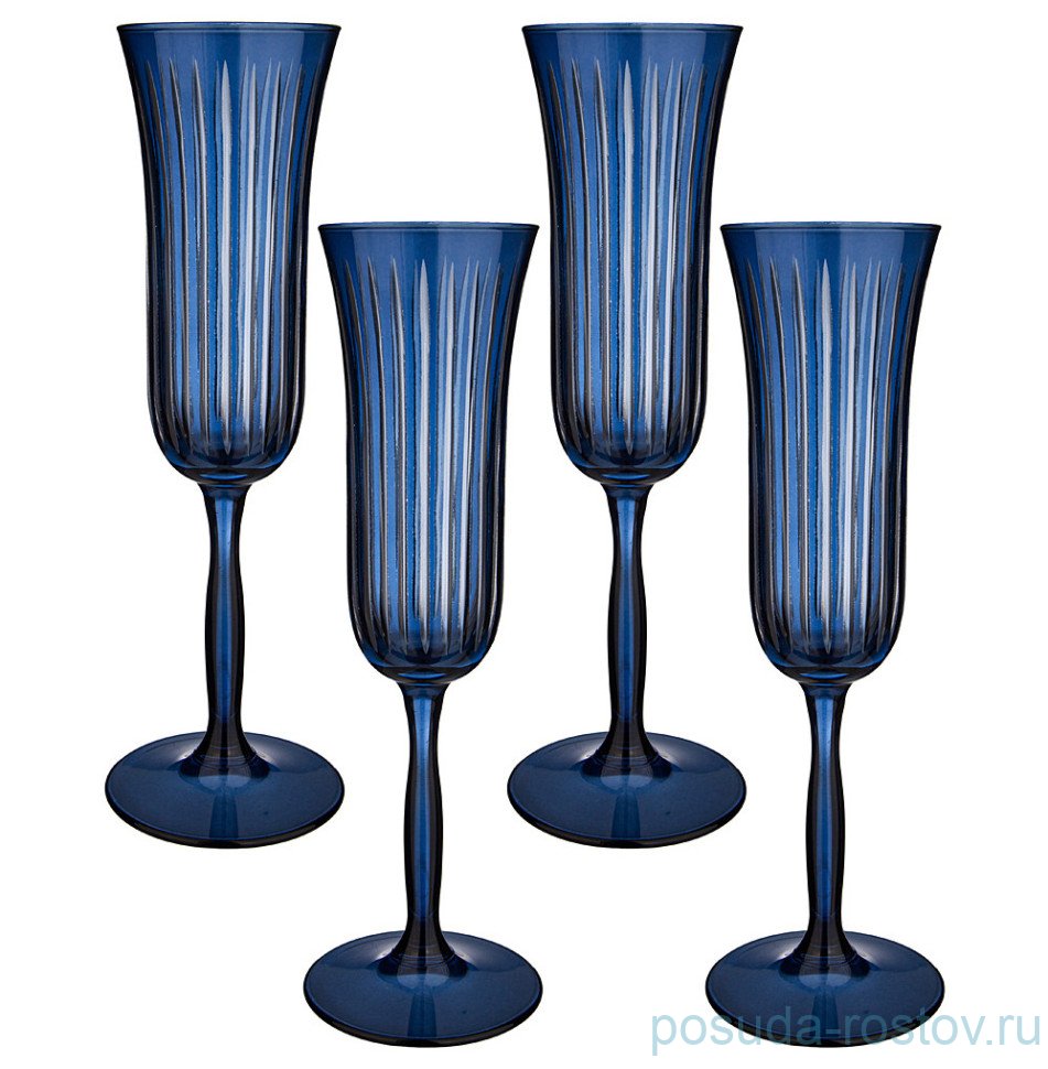 Бокалы для шампанского 175 мл 4 шт "Sicilia blue" / 328636 Бокалы для шампанского 175 мл 4 шт "Sicilia blue" / 328636