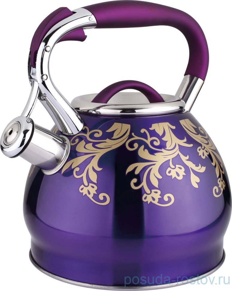 Чайник 3 л со свистком индукционное капсульное дно сиреневый "Agness" / 196301