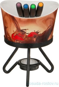 Набор для фондю 7 предметов (чаша, 4 вилочки, свеча) на металлической подставке 12 см / 231563