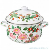 Кастрюля 22 х 13 см с крышкой эмалированная 3,6 л &quot;Шиповник&quot; / 313094