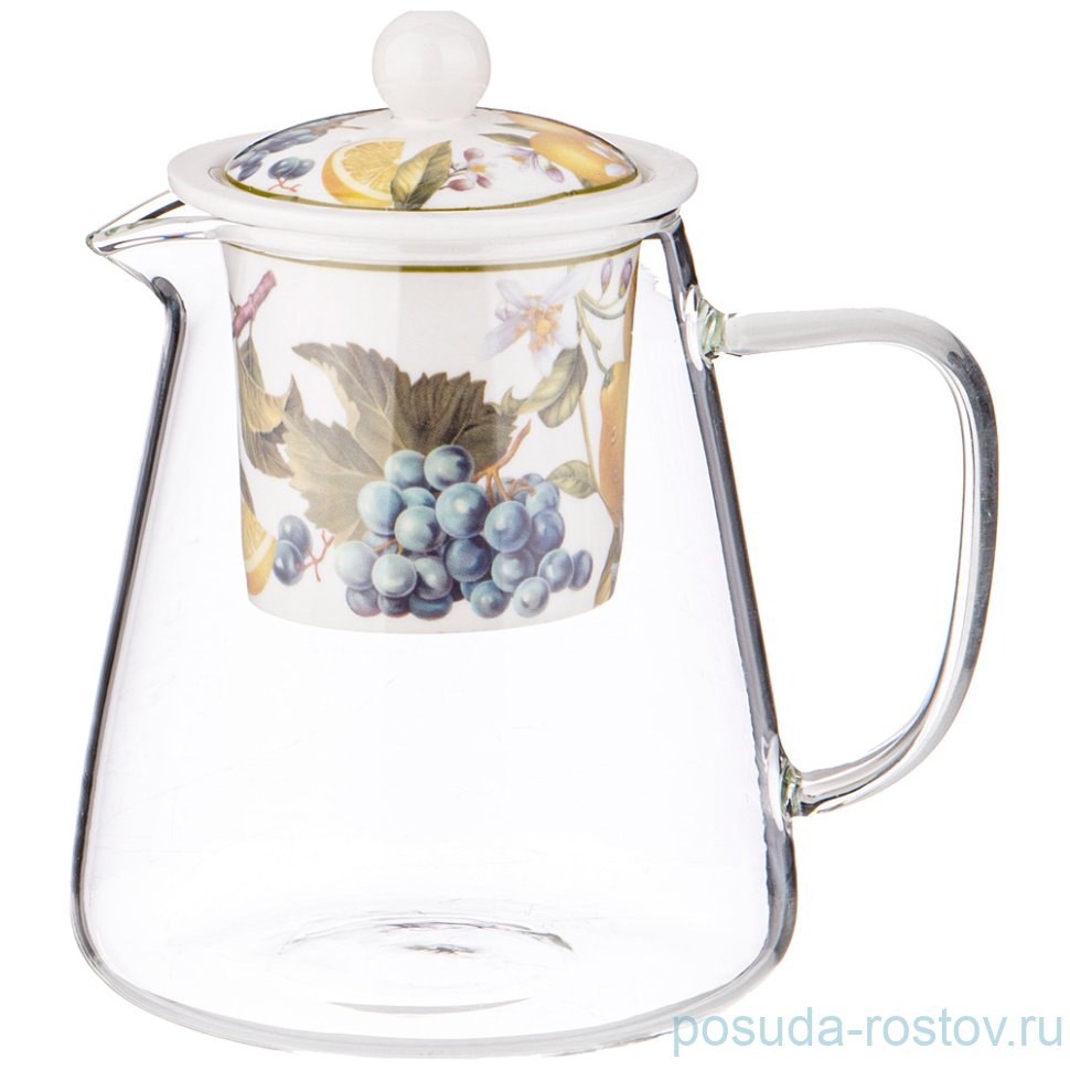 Заварочный чайник 600 мл с фарфоровым ситом "Фрукты" / 280793
