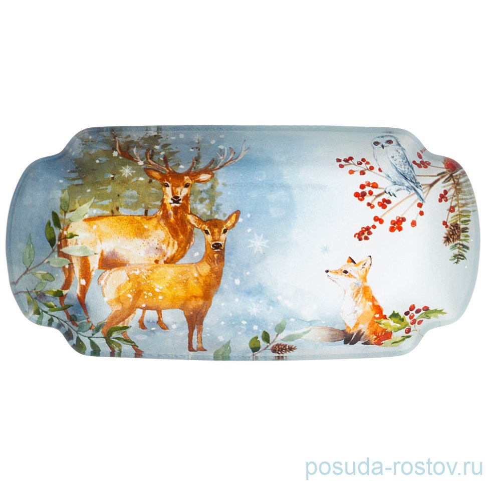 Блюдо 18 см прямоугольное "Зимняя сказка /Звери" / 268493