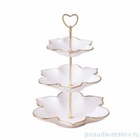 Этажерка 3-ярусная 25 х 5/20 х 4/15 х 3 см Цветок &quot;Отводка золото&quot; / 342716