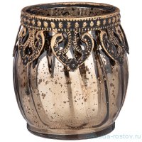 Подсвечник 7 х 7 х 7 см &quot;бухара&quot; с металлическими элементами янтарный / 272866