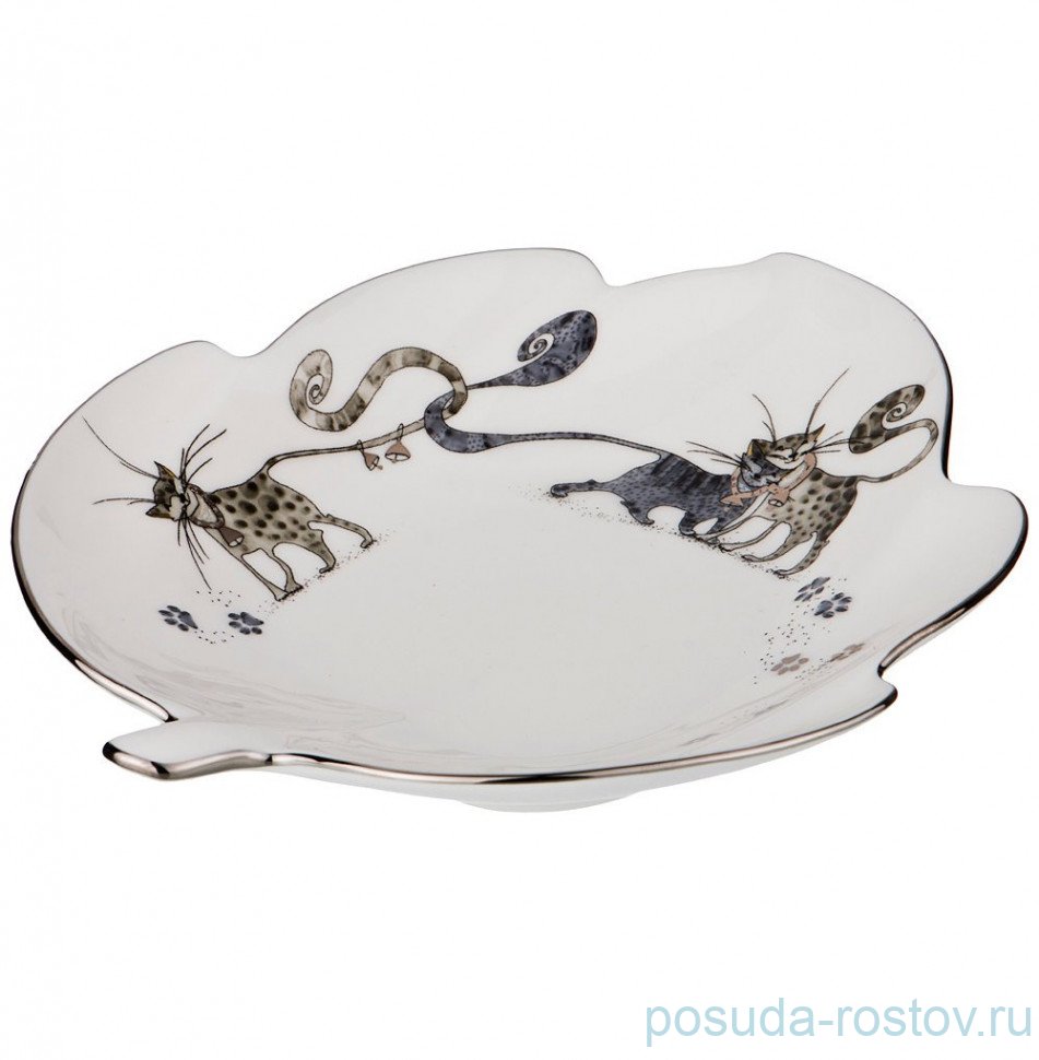 Блюдо 19 см Лист "Котики" / 189342