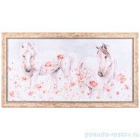 Картина 50 х 100 см &quot;Лошади&quot; /рамка золото с патиной / 275155