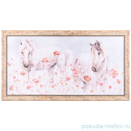 Картина 50 х 100 см &quot;Лошади&quot; /рамка золото с патиной / 275155