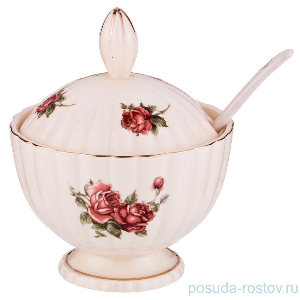 Сахарница 200 мл с ложкой "Корейская Роза"  / 194470