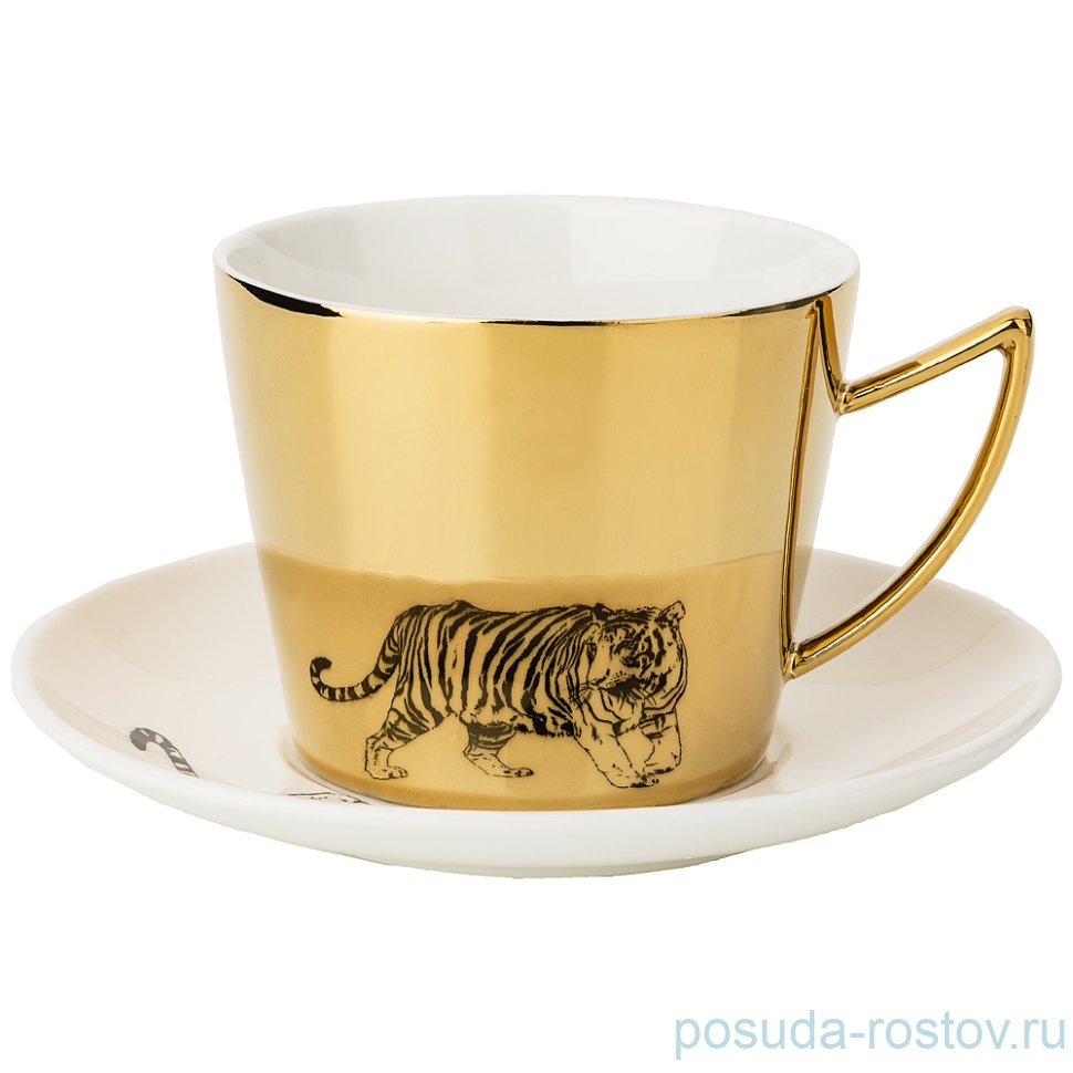 Чайная пара 220 мл 1 шт золотая "TIGER" / 229561