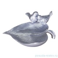 Блюдо 21,5 х 20 см декоративное Лист серое &quot;Birds&quot;  / 285449