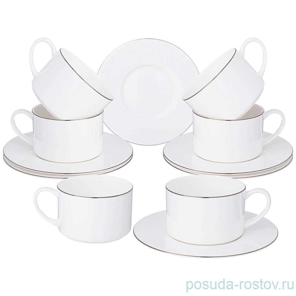 Набор чайных пар 300 мл 6 шт "Кристал платинум" / 336387