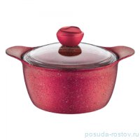 Кастрюля 26 х 13 см стеклянная крышка антипригарное покрытие 5,6 л красная &quot;GRANITE SINGLES&quot; / 284105