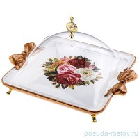 Блюдо 48 х 40 х 18 см с крышкой квадратное &quot;Розы&quot; / 186624