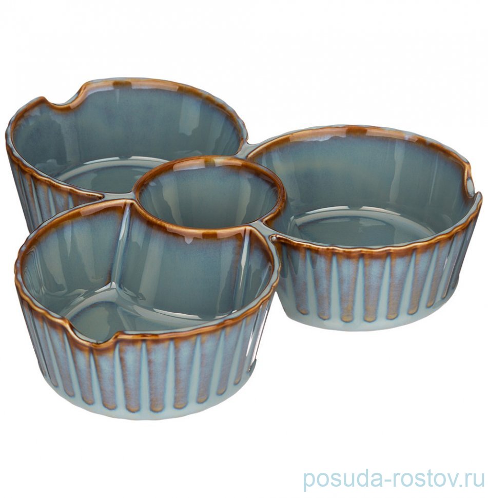 Менажница 22 х 5 см 4 секционная синяя "Soul kitchen" / 301529