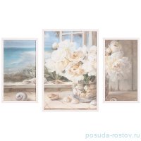 Картина модульная 60 х 90 см &quot;пионы на окне&quot; /рамка белая / 262078