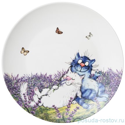 Тарелка 20,5 см 1 шт &quot;Синие коты /Лаванда&quot; / 250815