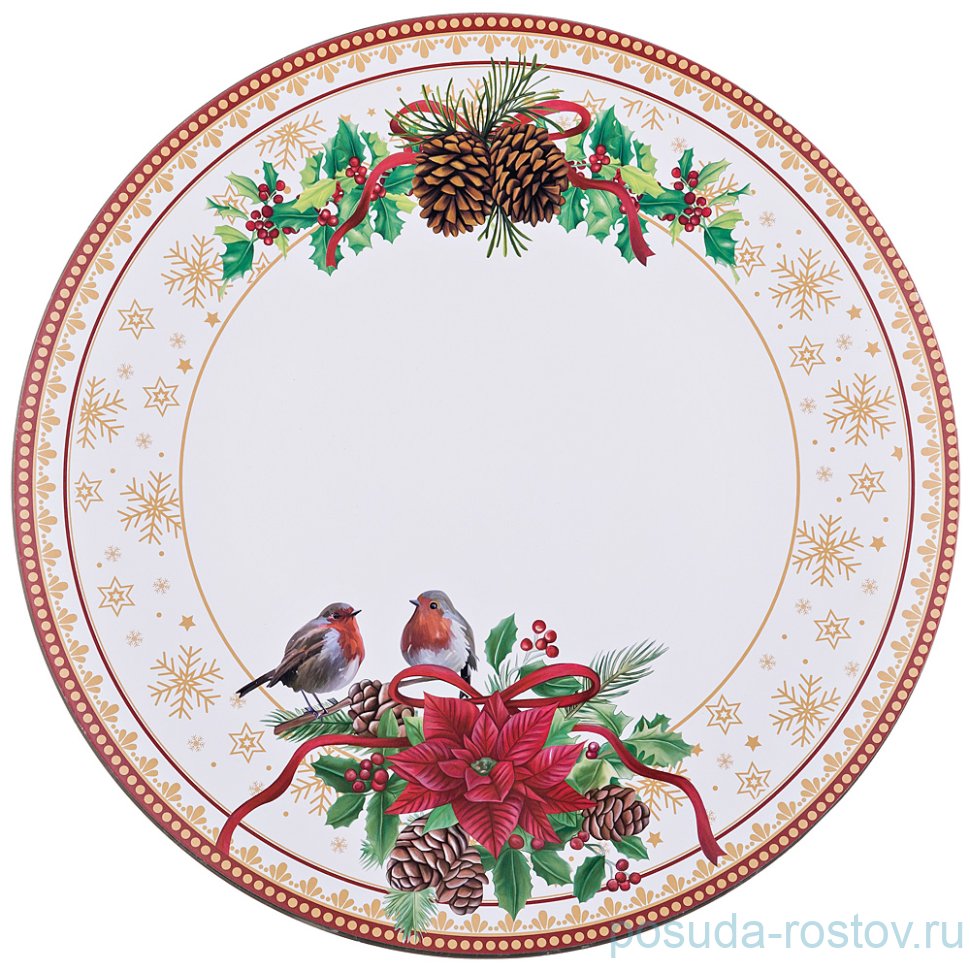 Поднос 40 см круглый "Рождественская сказка" / 224416