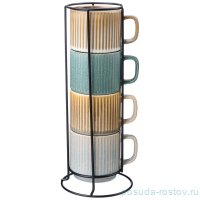 Набор кружек 270 мл 4 шт на металлической подставке / 340777