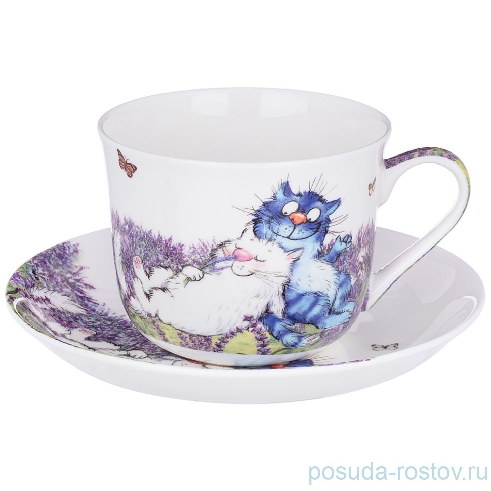 Чайная пара 500 мл "Синие коты /Лаванда" / 261990 Чайная пара 500 мл "Синие коты /Лаванда" / 261990