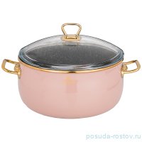 Кастрюля 24 см с крышкой эмалированная 5,3 л антипригарное мраморное покрытие &quot;Agness /Тюдор&quot; / 206401