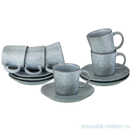 Набор чайных пар 6 шт &quot;серый&quot; / 193584