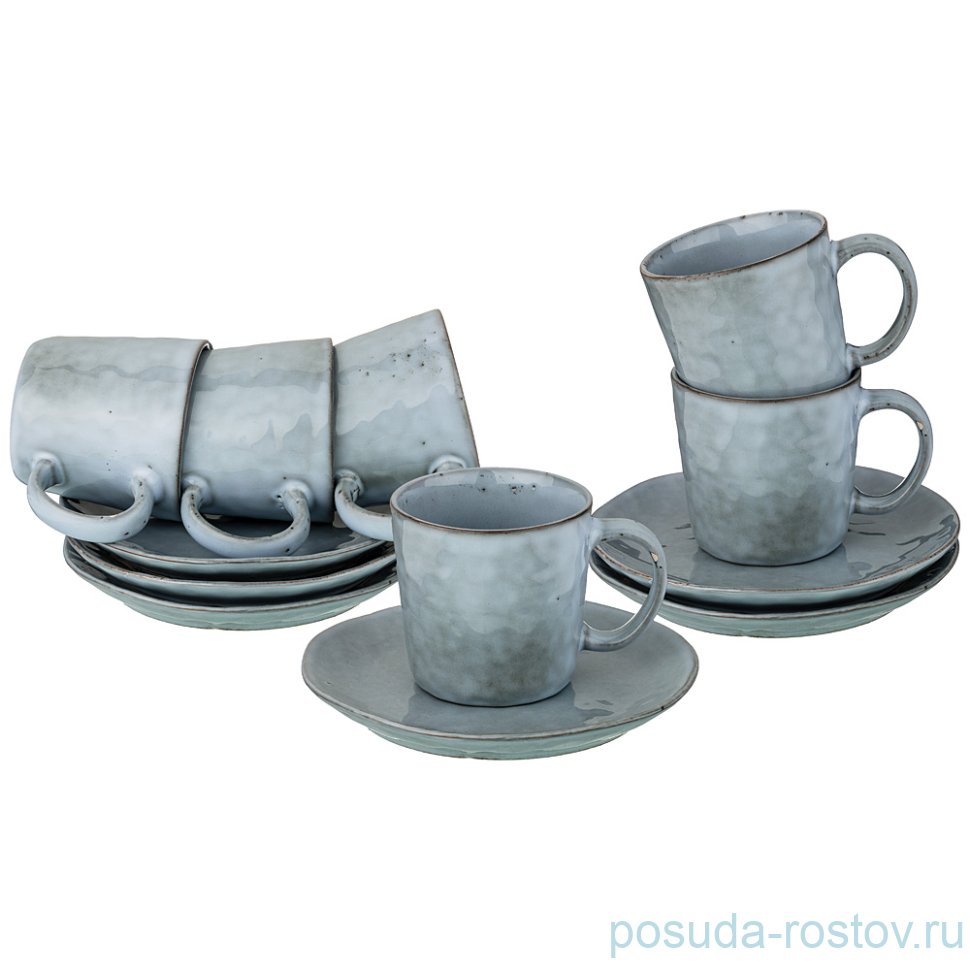 Набор чайных пар 6 шт "серый" / 193584