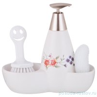 Набор для кухни (дозатор для моющего средства 20 х 9 х 18 см 500 мл, губка, щётка) &quot;Пасадена&quot; / 193659